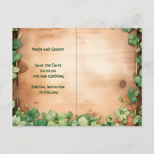 Groene wijnstok op hout St Patrick's Day Ierse bru Briefkaart (Achterkant)