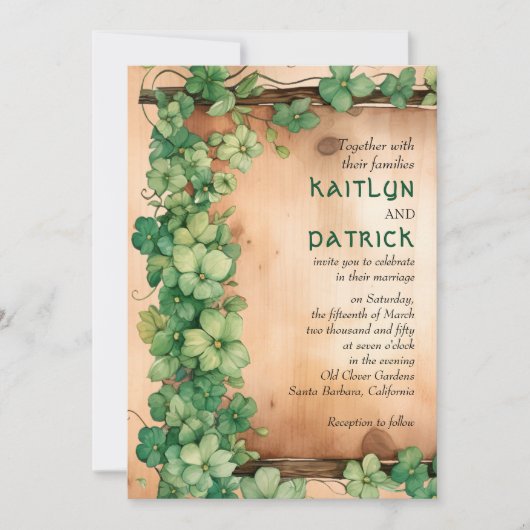 Groene wijnstok op hout St Patrick's Day rustieke  Kaart (Voorkant)