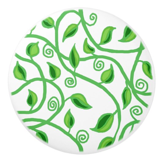 Groene wijnstokbladeren pezen keramische knop (Voorkant)