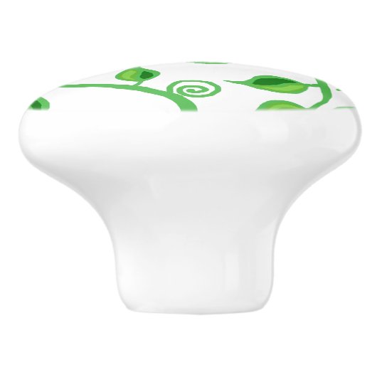 Groene wijnstokbladeren pezen keramische knop (Zijkant)