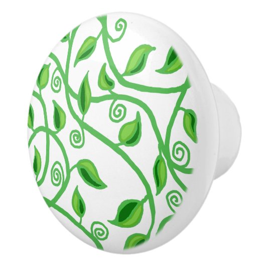 Groene wijnstokbladeren pezen keramische knop (Rechts)