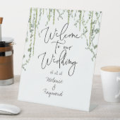 Groene wijnstokken bruiloft Welkom op onze bruilof Reclamebord Met Voetstuk (Insitu)