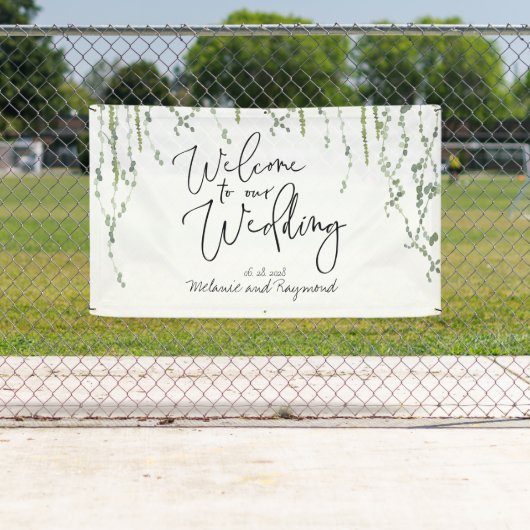 Groene wijnstokken Welkom op onze bruiloft 3x5' Spandoek (Insitu)