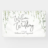 Groene wijnstokken Welkom op onze bruiloft 3x5' Spandoek (Horizontaal)