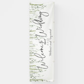 Groene wijnstokken Welkom op onze bruiloft 3x8 voe Spandoek (Verticaal)