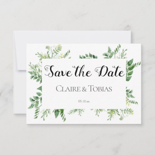 Groene Wild Herb Spring Foliage Save the Date Kaar Kaart (Voorkant)