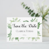 Groene Wild Herb Spring Foliage Save the Date Kaar Kaart (Staand voorkant)