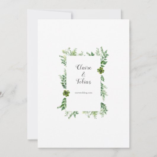 Groene Wild Herb Spring Foliage Wedding Kaart (Achterkant)