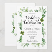 Groene Wild Herb Spring Foliage Wedding Kaart (Voorkant / Achterkant)