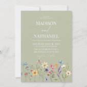 Groene Wildbloem Wilde Bloem Bloemen Tuin Bruiloft Kaart (Voorkant)