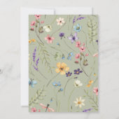 Groene Wildbloem Wilde Bloem Bloemen Tuin Bruiloft Kaart (Achterkant)