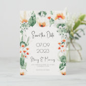 Groene Wildbloemen Lijst Opslaan De Datum Uitnodig Kaart (Staand voorkant)