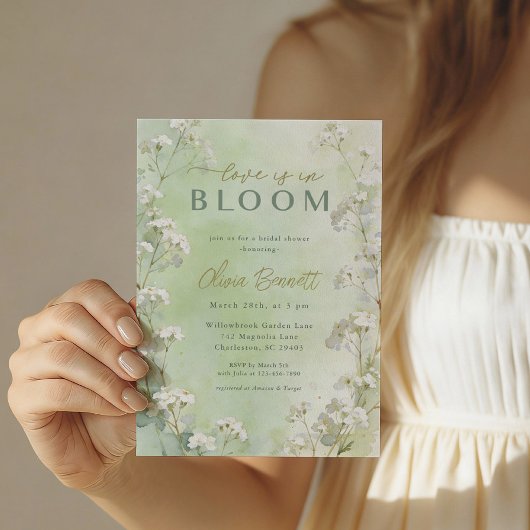 Groene Wilde Bloem Bruiloftsshower Uitnodiging