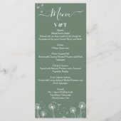 Groene Wilde Bloem Minimalistische Trouwdag Menu (Voorkant)
