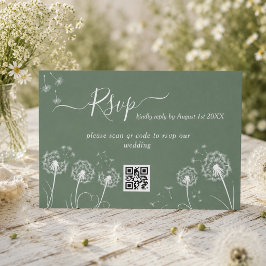 Groene Wilde Bloem Moderne Trouwdag RSVP Kaartje