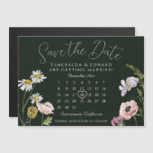 Groene Wilde Bloem Trouwkalender Sla de datum op (Voorkant / Achterkant)