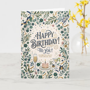 Groene Wilde Bloem Verjaardag Kaart