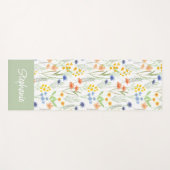 Groene Wilde Bloem Waterverf Aangepaste Naam Yogamat (Voorkant (horizontaal))