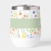 Groene Wilde Bloem Waterverf Monogram Naam (Voorkant)