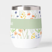 Groene Wilde Bloem Waterverf Monogram Naam (Achterkant)