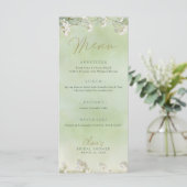Groene Wilde Bloemen Bruiloft Menu (Staand voorkant)