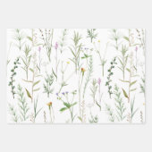Groene wilde bloemen inpakpapier vel (Voorkant 3)