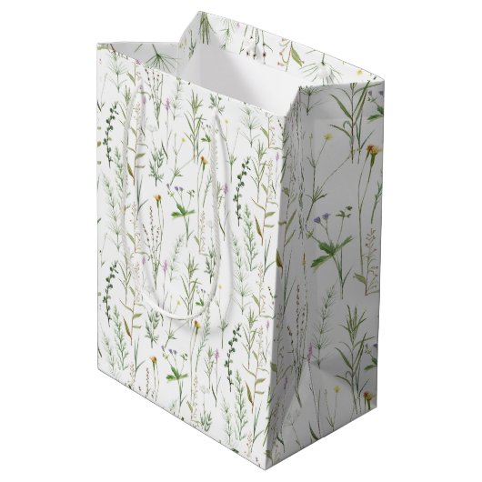 Groene wilde bloemen medium cadeauzakje (Achterkant Gekanteld)