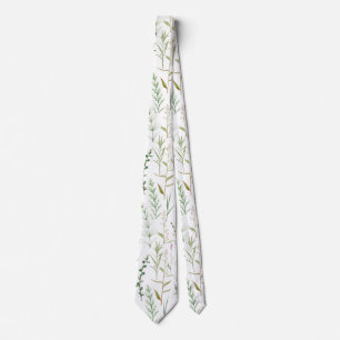 Groene wilde bloemen stropdas