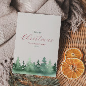 Groene Wilde Bos Kerstbomen Feestdagenkaart
