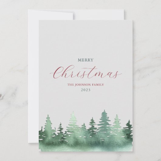 Groene Wilde Bos Kerstbomen Feestdagenkaart (Voorkant)