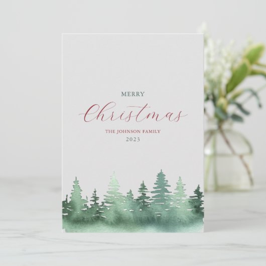 Groene Wilde Bos Kerstbomen Feestdagenkaart (Staand voorkant)
