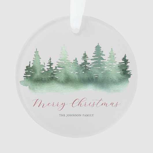 Groene Wilde Bos Kerstbomen Ornament (voorkant)