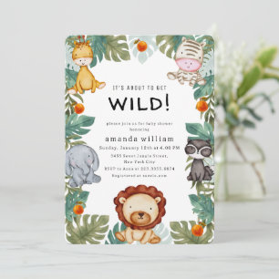 Groene Wilde Bos Safari Dieren Baby Shower Kaart