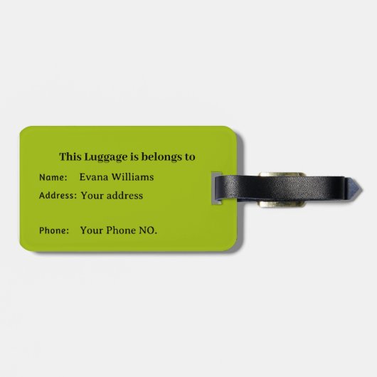 Groene Wilde Dierenprint  Bagagelabel (Achterkant horizontaal)