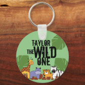 Groene wilde eenSafari-dieren gepersonaliseerd Sleutelhanger (Voorkant)