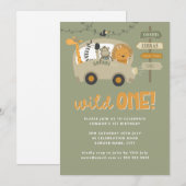 Groene wilde eenzame dieren eerste geboorte Invi Kaart (Voorkant / Achterkant)