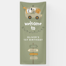 Groene wilde eenzame dieren eerste verjaardag spandoek