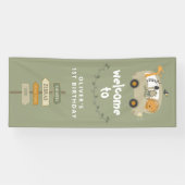 Groene wilde eenzame dieren eerste verjaardag spandoek (Horizontaal)