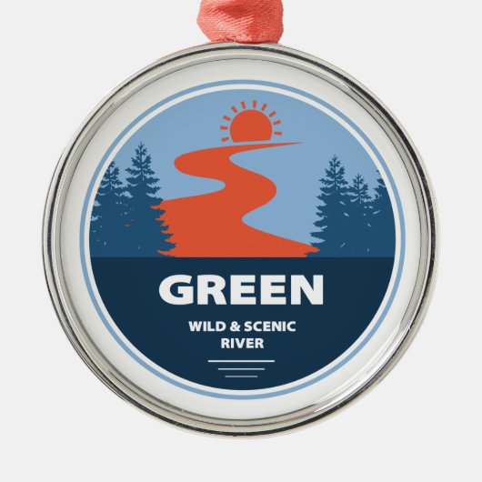 Groene wilde en Schilderachtig rivier Metalen Ornament (Voorkant)