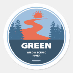 Groene wilde en Schilderachtig rivier Ronde Sticker
