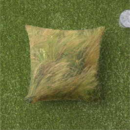 Groene Wilde Grass Textuur ・ Natuur & Wind Summer Buitenkussen