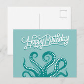 Groene Wilde Octopus Tentakels Gelukkige Verjaarda Briefkaart (Voorkant / Achterkant)