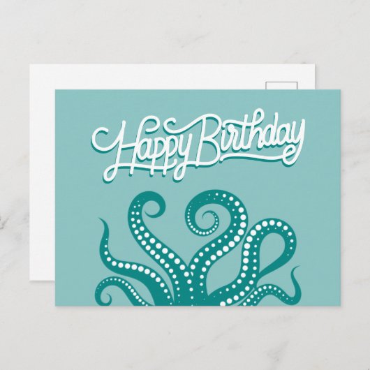 Groene Wilde Octopus Tentakels Gelukkige Verjaarda Briefkaart (Voorkant / Achterkant)