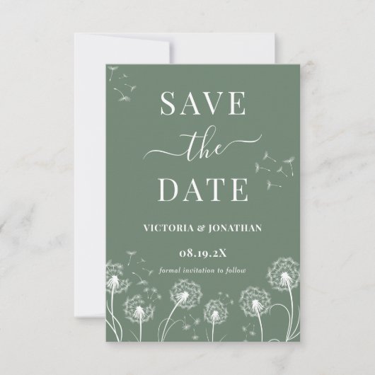 Groene Wildflower Boho Wedding Save The Date (Voorkant)