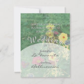 Groene Wildflower Daisies & Clover Wedding Uitnodi Kaart (Voorkant)