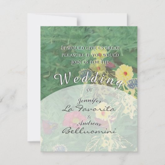 Groene Wildflower Daisies & Clover Wedding Uitnodi Kaart (Voorkant)
