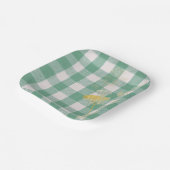 Groene Wildflower Gingham Plaid Boerderij Papieren Bordje (Gebogen)