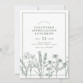 Groene Wildflower Luncheon Vrijwilliger Waardering Kaart (Voorkant)