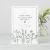 Groene Wildflower Luncheon Vrijwilliger Waardering Kaart (Staand voorkant)