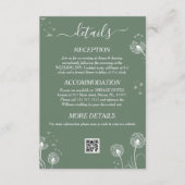 Groene Wildflower Minimale bruiloft Details Informatiekaartje (Voorkant)
